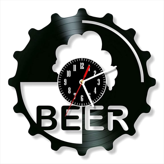 Amblelife Beer Vinyl Record Wall Clock Retro style Wall clock Silent Home Decor Unique Art Special Home Accessories Creative Personality Gift