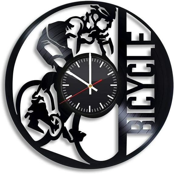 Amblelife Bicycle Bike Kross Mountain Bike Vinyl Wall Clock, Vinyl Record Handmade Art Decor for Home Room Kitchen, Vintage Original Gift for Any Occasion, Party Supplies Decoration