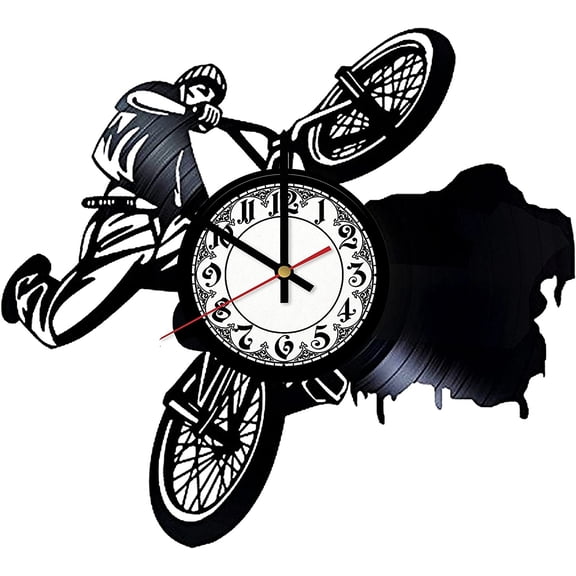Amblelife Bicycle Racing Vintage Black Vinyl Record Wall Clock Wall Art 3D Modern Design Office Bar Room Home Decor Gift