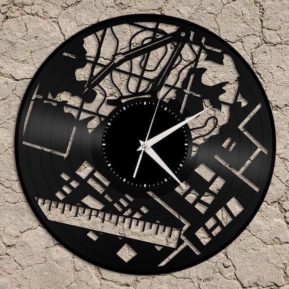 Amblelife Cartographer Vinyl Wall Clock Unique Gift for Friends Home Room Decoration Vintage Design Office Bar Room Home Decor