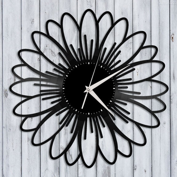 Amblelife Chamomile Vinyl Wall Clock Unique Gift for Friends Room Home Nursery Decoration Vintage Design Office Bar Room Home Decor