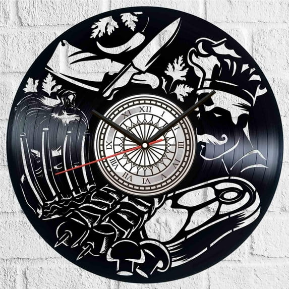 Amblelife Chef Vinyl Record Wall Clock Retro style Wall clock Silent Home Decor Unique Art Special Home Accessories Creative Personality Gift