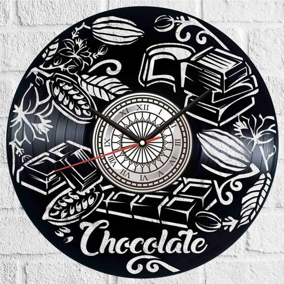 Amblelife Chocolate Vinyl Record Wall Clock Retro style Wall clock Silent Home Decor Unique Art Special Home Accessories Creative Personality Gift