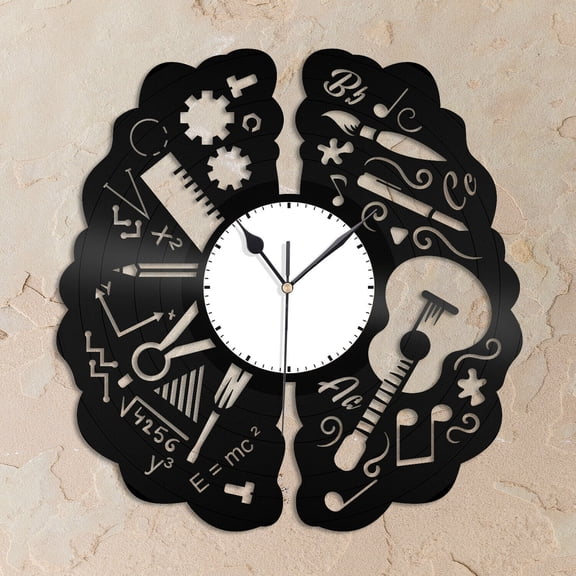 Amblelife Creativity Brain Vinyl Wall Clock Unique Gift for Friends Living Room Decoration Vintage Design Office Bar Room Home Decor