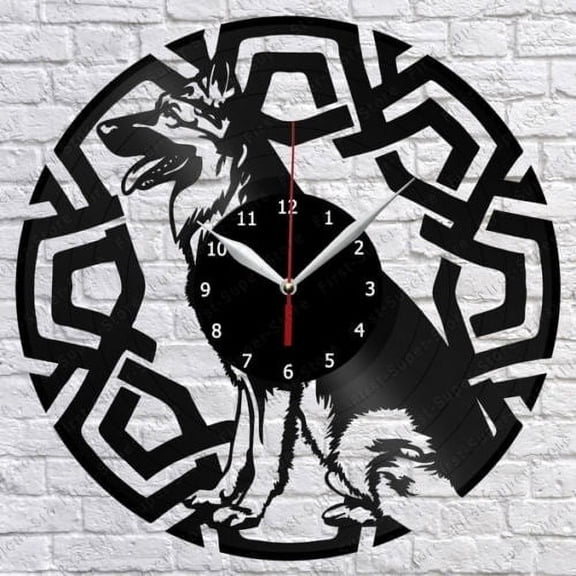 Amblelife German Shepherd Vinyl Record Wall Clock Fan Art Home Decor 12" 30cm