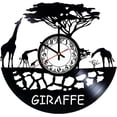 thumbnail image 1 of Amblelife Giraffe Africa Wild Animal Vintage Black Vinyl Record Wall Clock Wall Art 3D Modern Design Office Bar Room Home Decor Gift, 1 of 6