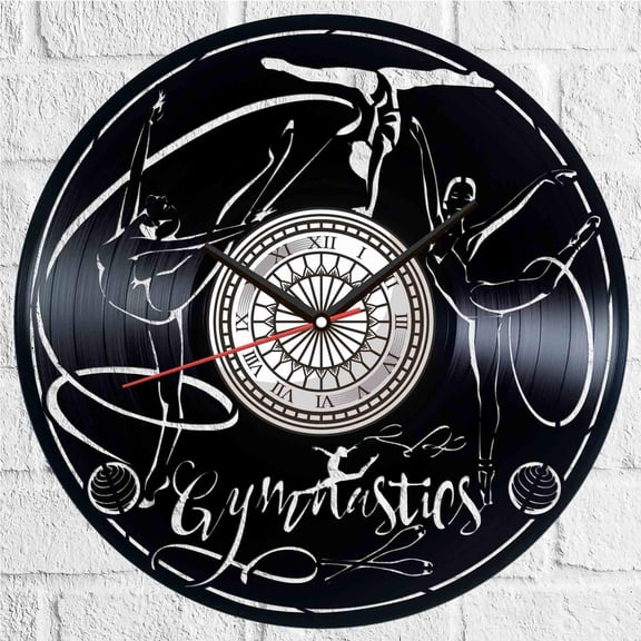 Amblelife Gymnastics Vinyl Record Wall Clock Retro style Wall clock Silent Home Decor Unique Art Special Home Accessories Creative Personality Gift