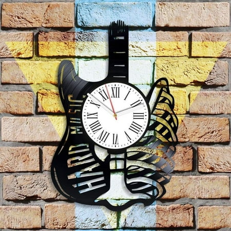 Amblelife Hard Music Wall Clock Minimalist Decor for Living Room Xmas Gift for Boys Hard Music Vinyl Clock Vintage Vinyl Record Clock Hard Rock Music Home Decor Birthday Gift
