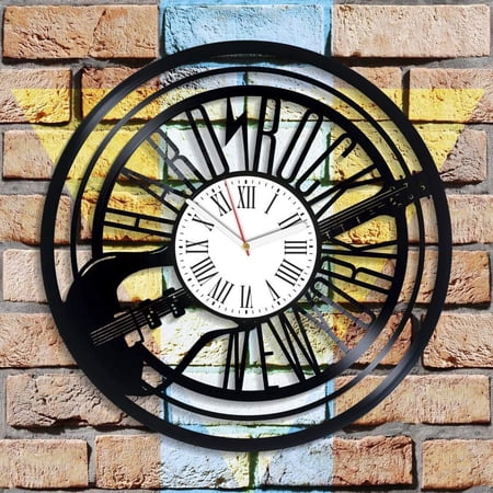 Amblelife Hard Rock Music Home Decor Minimalist Decor for Living Room Xmas Gift for Boys Hard Music Vinyl Clock Vintage Vinyl Record Clock Hard Music Wall Clock Birthday Gift