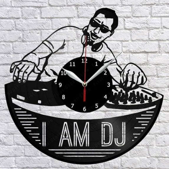 Amblelife I Am DJ Vinyl Record Wall Clock Fan Art Home Decor Vintage Wall Art The Best Gifts for Music Lover