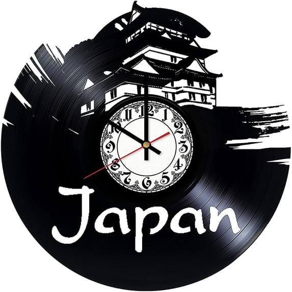 Amblelife Japan Vintage Black Vinyl Record Wall Clock Wall Art 3D Modern Design Office Bar Room Home Decor Gift