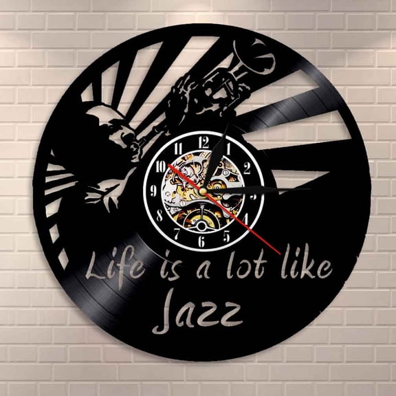 Amblelife Jazz Is A Lot Like Life Vinyl Record Clock Music Quotes Wall Art Vintage Wall Clock Jazz Art Music Clock Gift For Jazz Lovers