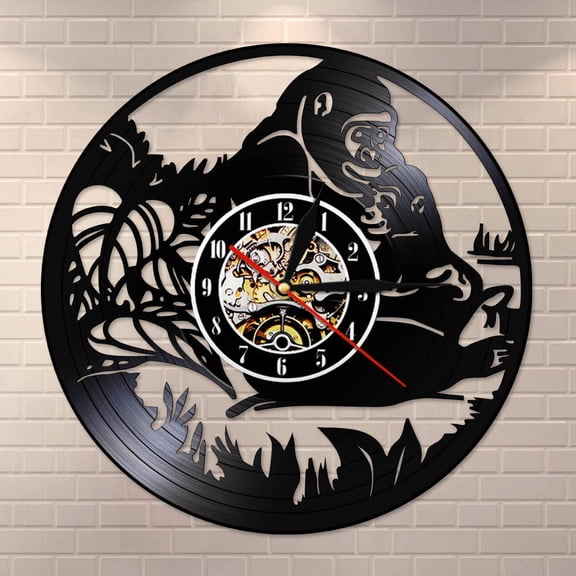 Amblelife Jungle Monkeys Vinyl Record Wall Clock Vintage Safari Animal Art Gift For Kids Baby Nursery Children Room Decor Wall Clock Watch