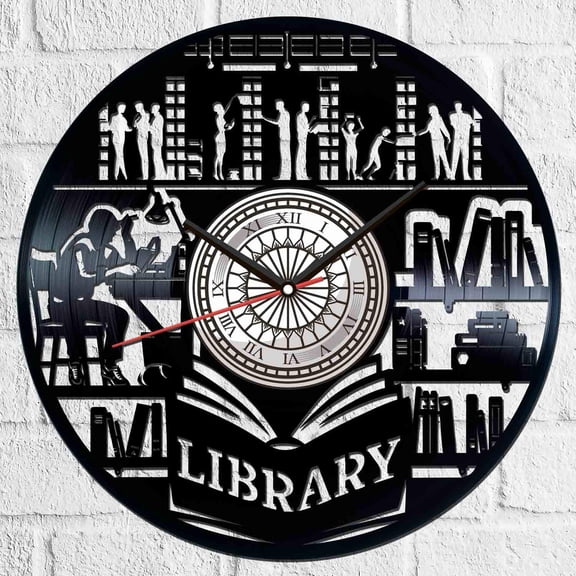 Amblelife Library Vinyl Record Wall Clock Retro style Wall clock Silent Home Decor Unique Art Special Home Accessories Creative Personality Gift