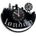 thumbnail image 1 of Amblelife London City United Kingdom England Vintage Black Vinyl Record Wall Clock Wall Art 3D Modern Design Office Bar Room Home Decor Gift, 1 of 6