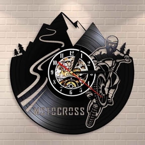 Amblelife Motocross Bike Wall Clock Boy Room Home Decor Dirt Bike Vinyl Record Wall Clock Motocross Racing Motor Boy Motocycle Riders Gift