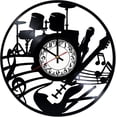thumbnail image 1 of Amblelife Music Instruments Rock Band Vintage Black Vinyl Record Wall Clock Wall Art 3D Modern Design Office Bar Room Home Decor Gift, 1 of 6