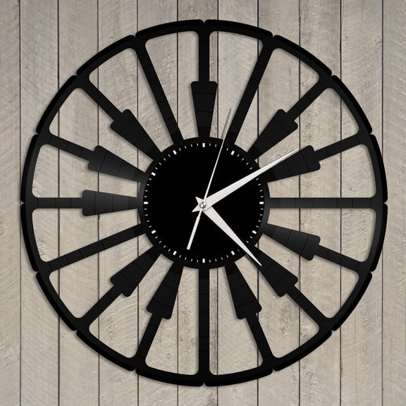 Amblelife Piano Notes Vinyl Wall Clock Music Lovers Unique Gift Home Room Decoration Vintage Design Office Bar Room Home Decor