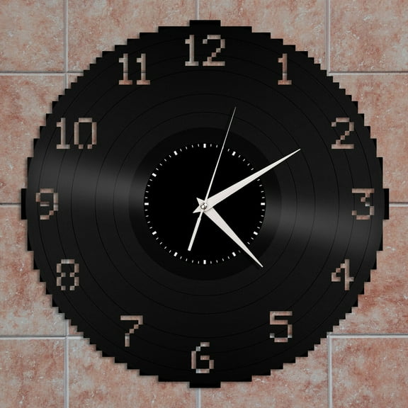 Amblelife Pixel Clock Vinyl Wall Clock Record Unique Design Home and Room Decoration Vintage Design Office Bar Room Home Decor