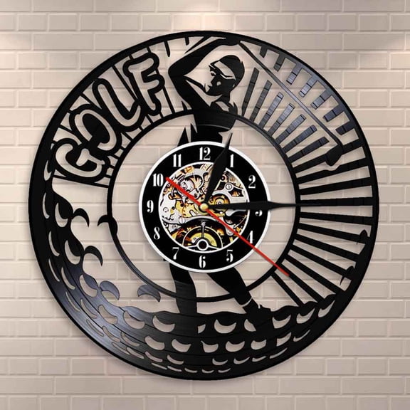 Amblelife Professional Golf Player Sign Wall Art Golf Club Decoration Wall Clock Golfer Golfing Vinyl Record Wall Clock Golf Gifts for Men