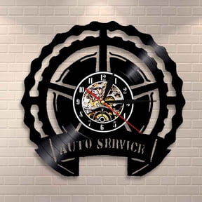 Amblelife Racing Automobile Auto Service Car Sign Wall Clock Car Mechanic Business Car Wheel Repair Shop Garage Vehicle Vinyl Record Clock