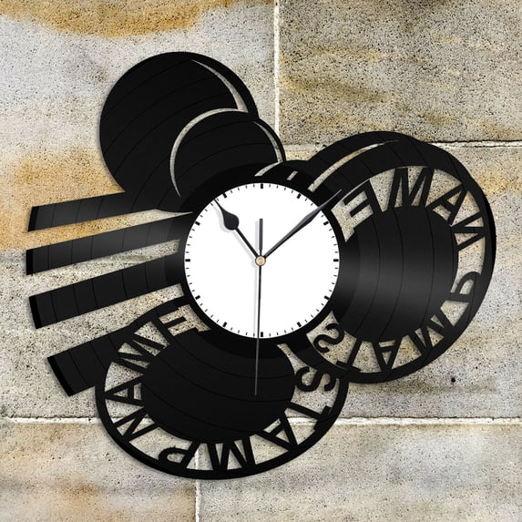 Amblelife Rubber Stamp Vinyl Wall Clock Souvenir Unique Gift for Friends Home Decoration Vintage Design Office Bar Room Home Decor