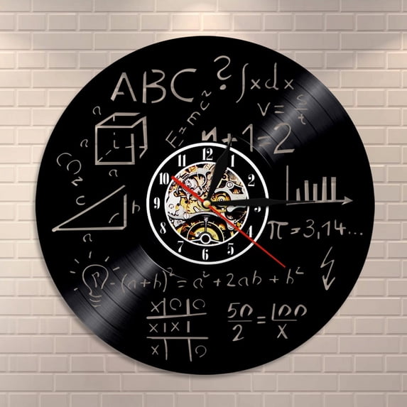 Math Record Design Amblelife Science Art Math Equation Wall Clock Math Formula Vinyl ...