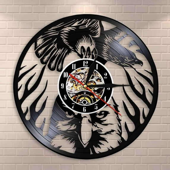 Amblelife Soaring Bald Eagle Animals Wall Art Bird of Prey Eagle Dignity in the Sky Eagle Bird Vintage Vinyl Record Wall Clock Home Decor
