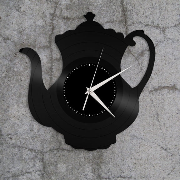 Amblelife Teapot Vinyl Wall Clock Record Unique Design Home Room and Kitchen Decoration Vintage Design Office Bar Room Home Decor