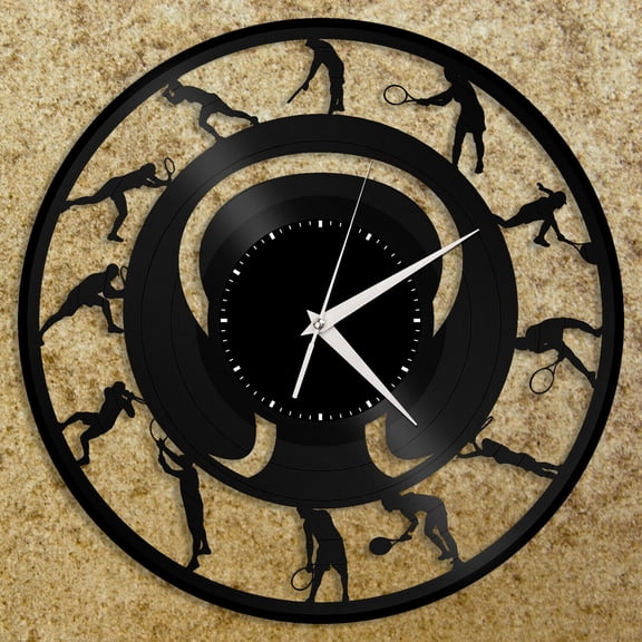 Amblelife Tennis Vinyl Wall Clock Unique Gift for Sports Lovers Friends Home Decoration Vintage Design Office Bar Room Home Decor