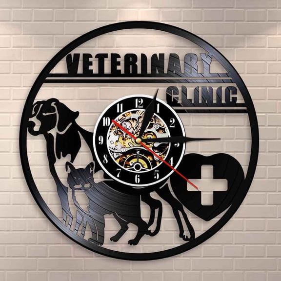 Amblelife Veterinary Clinic Veterinarian Wall Clock Dog And Cat Care Veterinary Hospital Vinyl Record Wall Clock Animal Lovers Vet Gifts