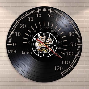 Amblelife Vintage Cafe Racer Tachometer Wall Art Speedometer Wall Clock Motorcycle Racing Bike Speedo Tachometer Vinyl Record Wall Clock