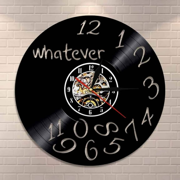 Amblelife Whatever,I'm late anyway Whatever Wall Clock Vintage Vinyl Record Clock Wall Watch Housewarming Gift Home Decor Clock Timepiece