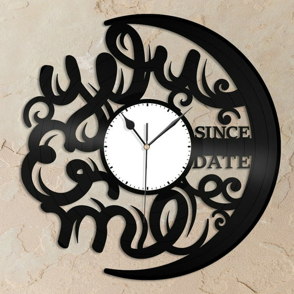 Amblelife You & Me Since Custom Date Vinyl Wall Clock Souvenir Gift Home Room Decoration Vintage Design Office Bar Room Home Decor
