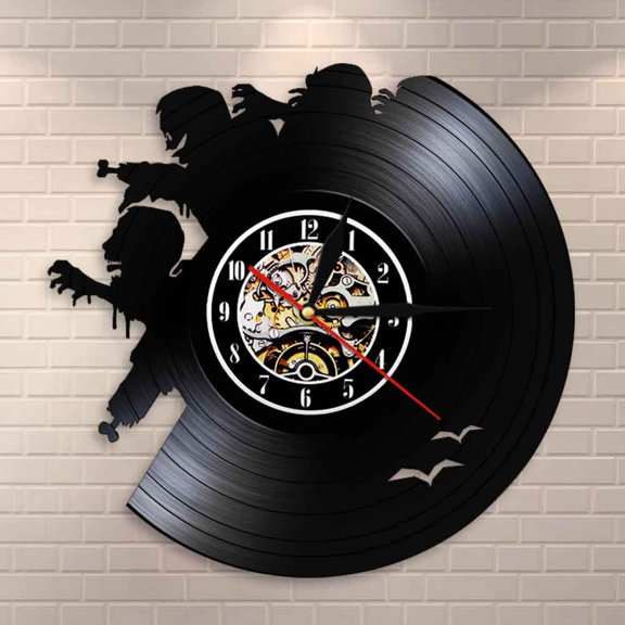 Amblelife Zombies Outbreak Wall Clock Zombie Brewing Vintage Vinyl Record Wall Clock Zombie Monsters Halloween Horror Scary Wall Decor