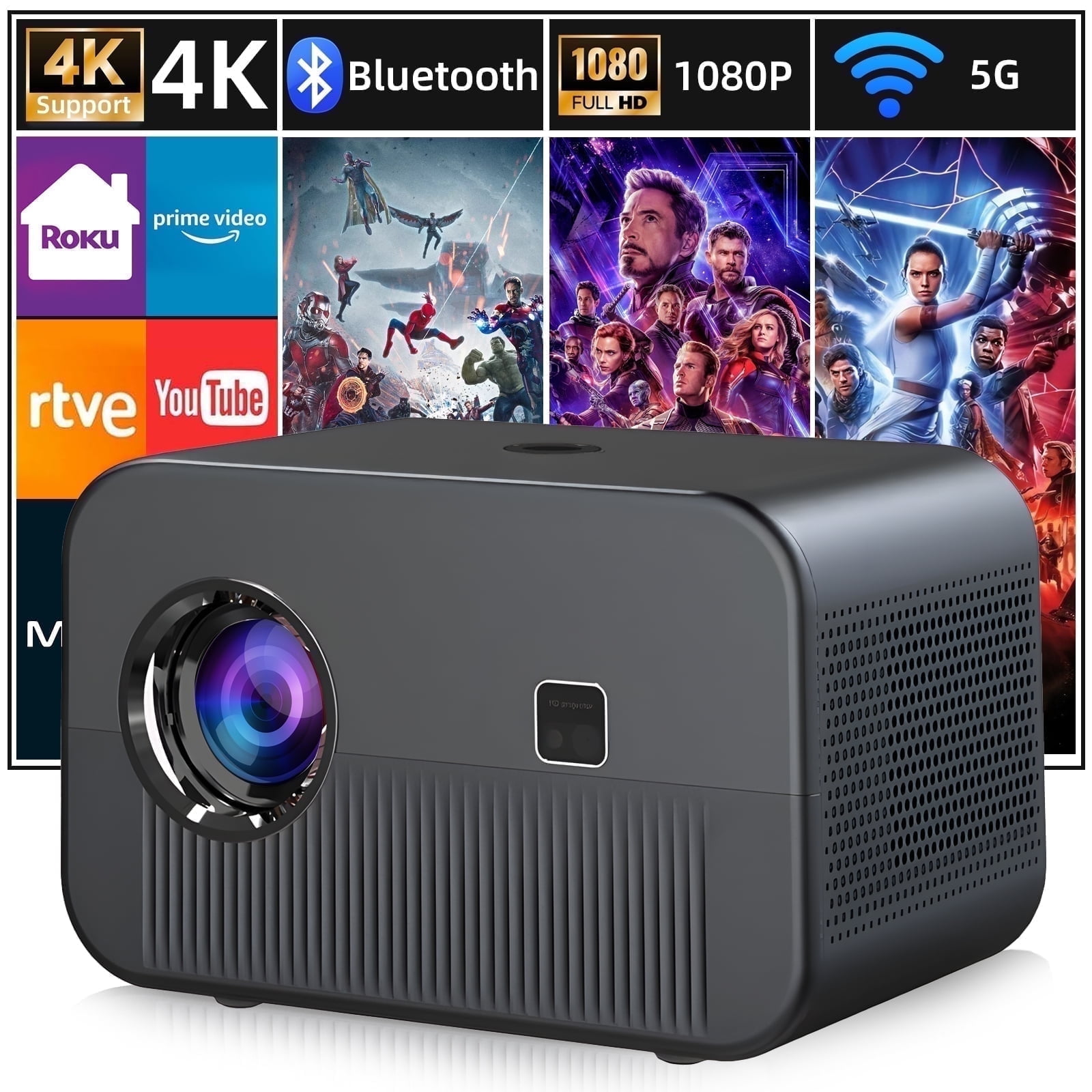 TOPTRO 5G WiFi Bluetooth Projector, 1080P Supported, 15000