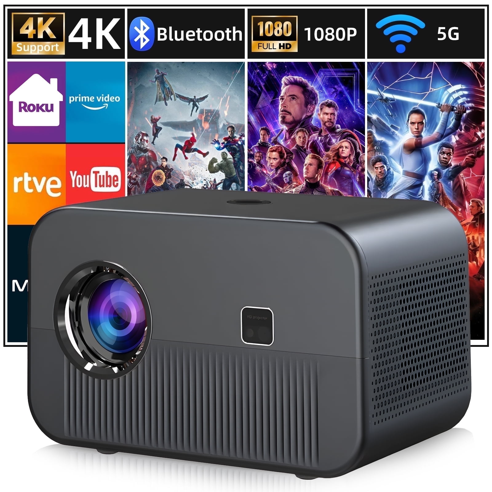 ROCONIA 5G WiFi Bluetooth 4K Support Native 1080P, 15000LM ROCONIA 5G WiFi Bluetooth 4K Support Native 1080P, 15000LM