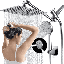 ATUPEN 10" Rain Shower Head, Handheld Spray Combo 5 Settings Adjustable High Pressure Dual Showerhead Silver Chrome