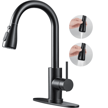 AMBLER Kitchen Faucet with Pull Down Sprayer, Kitchen Sink Faucet Two Water Flow Modes for Farmhouse Camper Laundry Utility Rv Wet Bar（Black）