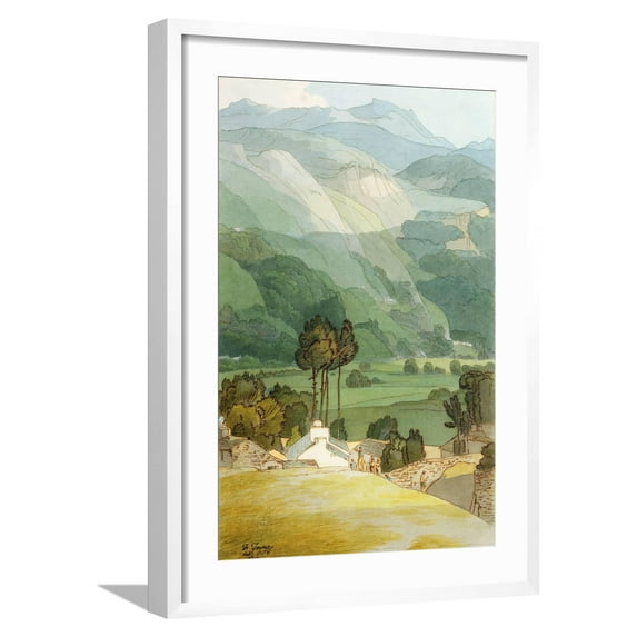 Art.com Ambleside, 1786 (W/C with Pen and Ink over Graphite on Laid Paper) Giclee Print by Francis Towne, White Frame Wall Art, 21" x 29"