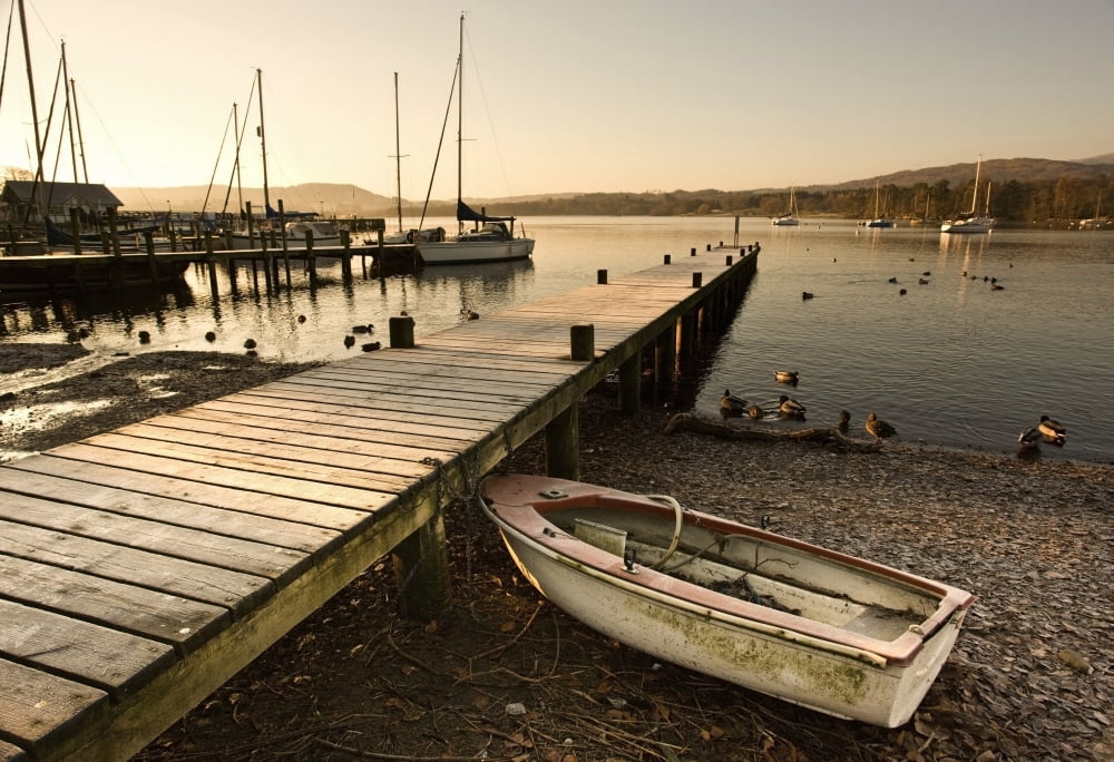 Ambleside Cumbria England Harbor Canvas Art - John Short Design Pics (17 x 11)