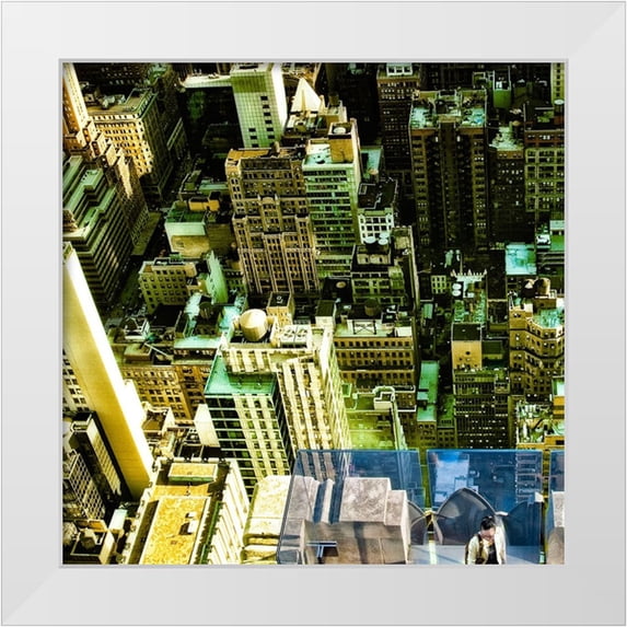 Ambra 26x26 White Modern Wood Framed Museum Art Print Titled - blue