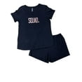 thumbnail image 1 of Ambrielle Womens Lightweight Black Squad Pajamas T-Shirt & Shorts Set XX, 1 of 1