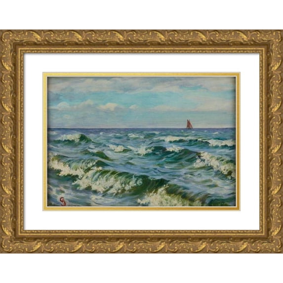 Ambroży Sabatowski 14x11 Gold Ornate Wood Frame and Double Matted Museum Art Print Titled - Windy Day (1913)