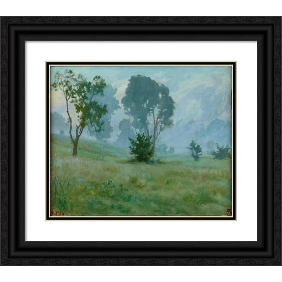 Ambroży Sabatowski 14x12 Black Ornate Wood Framed Double Matted Museum Art Print Titled: Dawn (1914)