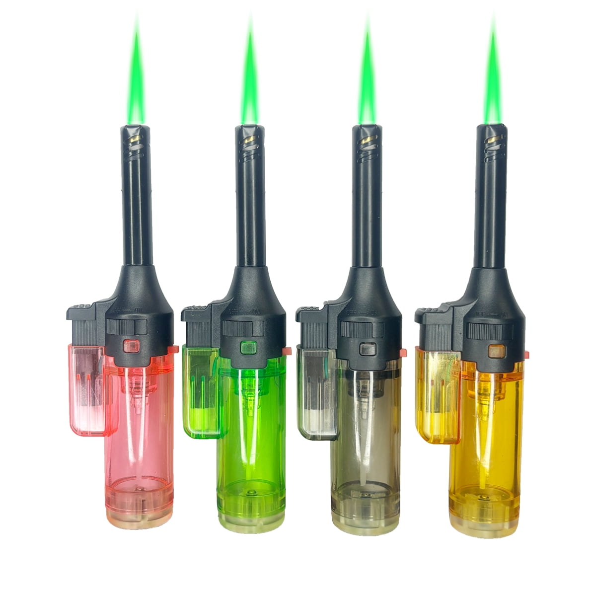 Ambrogio.L 4 Packs Jet Torch Lighter, Refillable Gas Adjustable Flame Visible Fire Starter for Camping BBQ Cooking