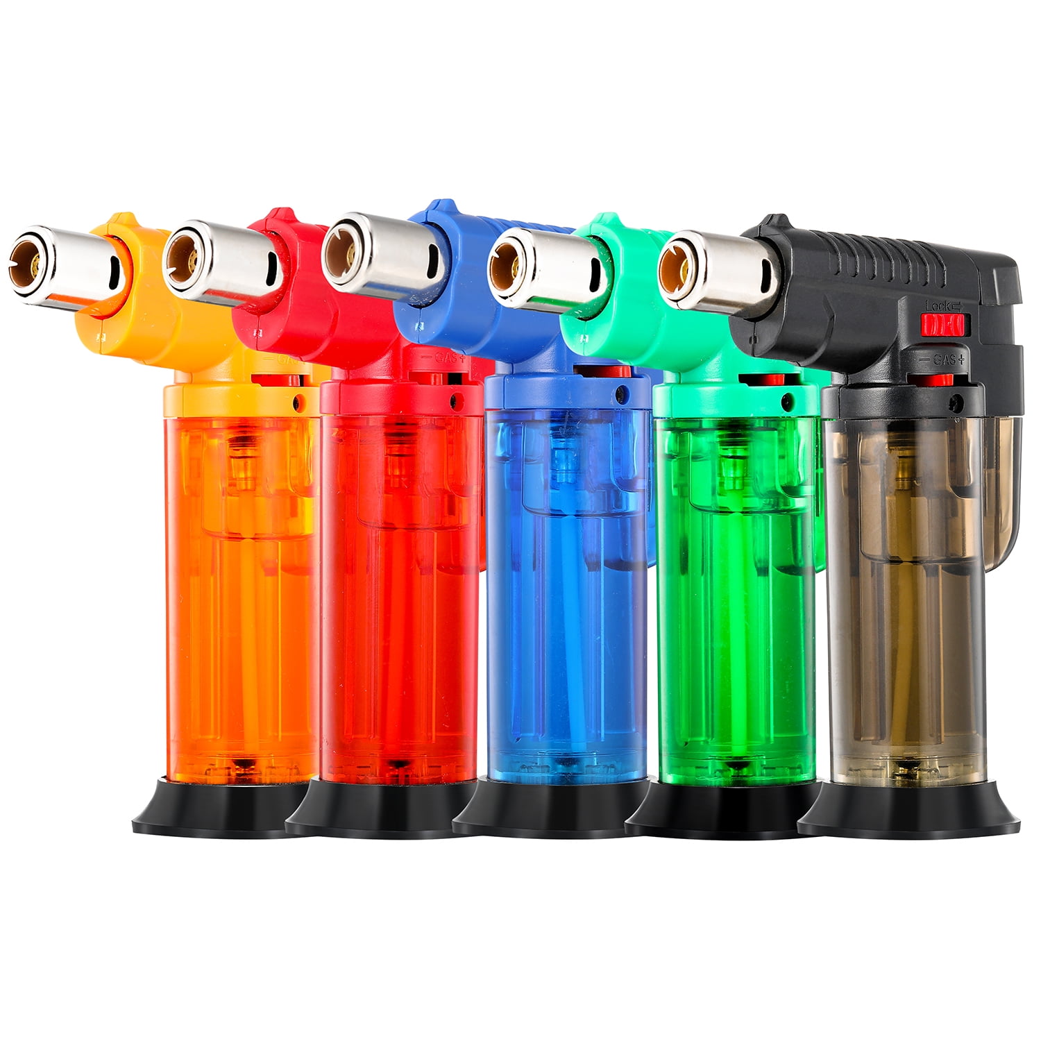 Ambrogio.L 5 Pack Jet Torch Lighter,Butane Refillable Gas Lighter Windproof Blow Torch Lighters for Candle,Camping Fireplace,BBQ,Grill Kitchen Use (Gas Not Inlcuded)