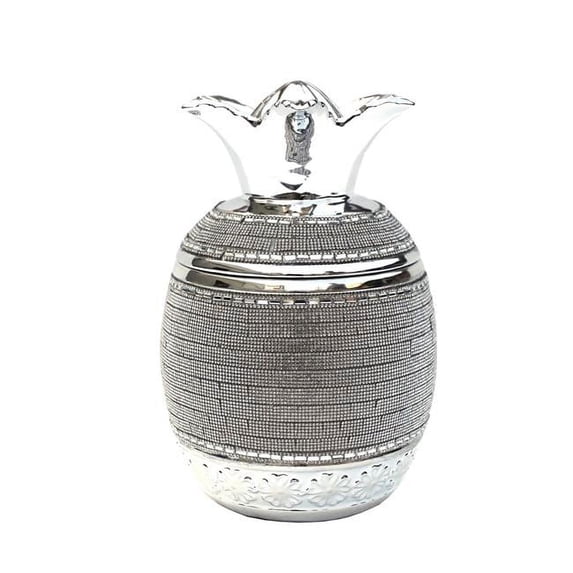 Ambrose Chrome Plated Crystal Embellished Lidded Ceramic Pineapple Bowl (7 In. x 7 In. x 10.5 In.)