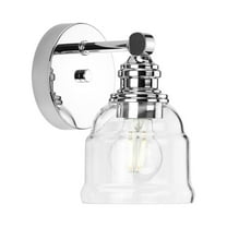 Ambrose Collection One-Light Farmhouse Polished Chrome Clear Glass Bath Vanity Light