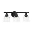 thumbnail image 1 of Ambrose Collection Three-Light Farmhouse Matte Black Clear Glass Bath Vanity Light, 1 of 7